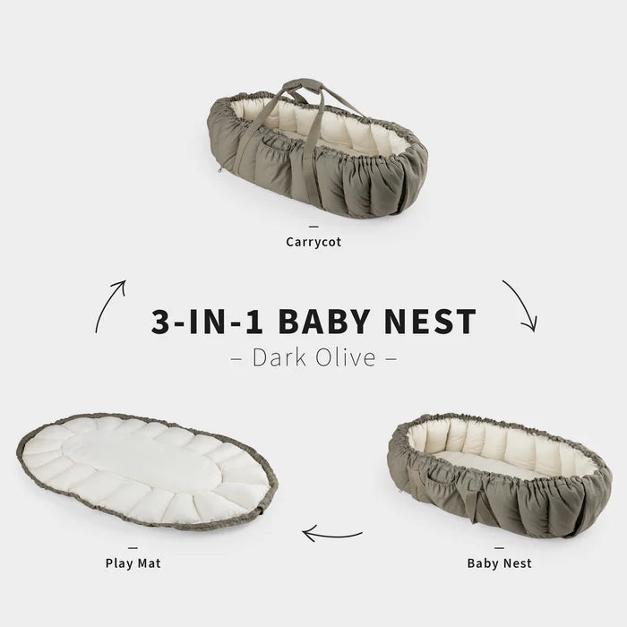 Sebra, 3-in-1 Baby Nest, Dark Olive