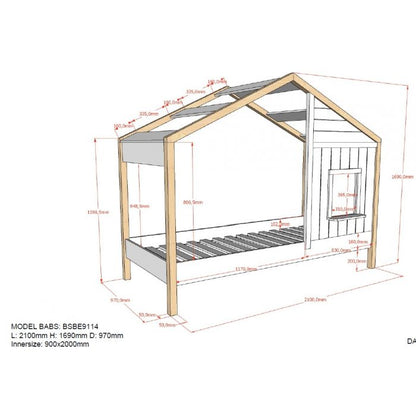 Vipack, House bed 90x200, Babs White