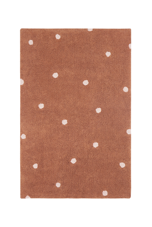 Mushroom Hunt, Washable Rug, Mini Dot Chestnut