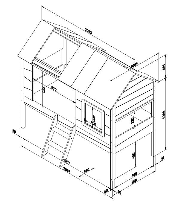 Vipack, House bed 90x200, Charlotte White