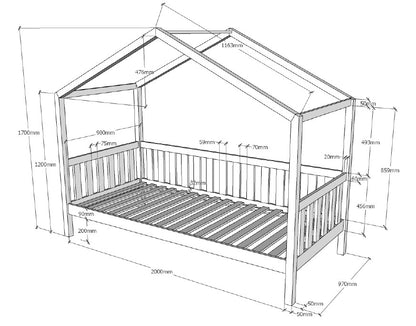 Vipack, Dallas House bed 90x200, White