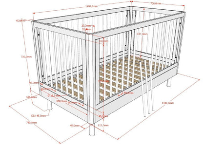 Vipack, Forrest Oak, Cot 70x140cm, Oak