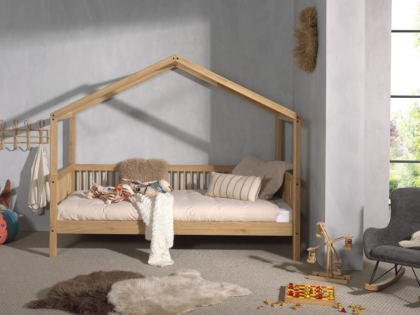 Vipack, Forrest Oak, House bed 90x200cm, Oak