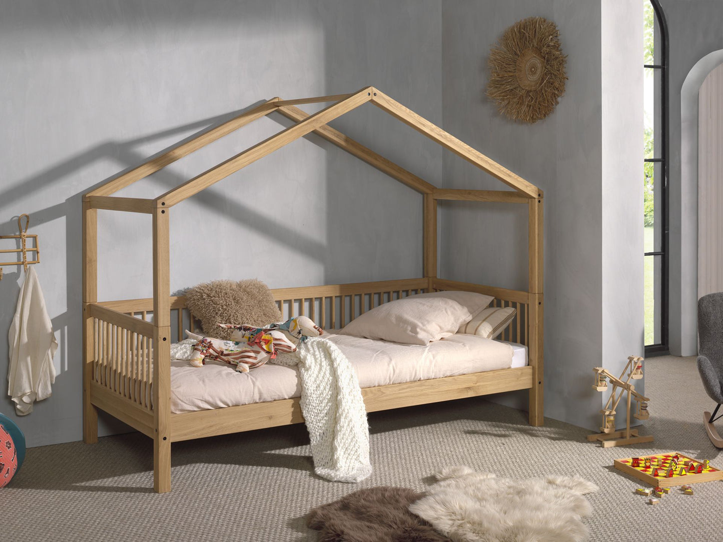 Vipack, Forrest Oak, House bed 90x200cm, Oak