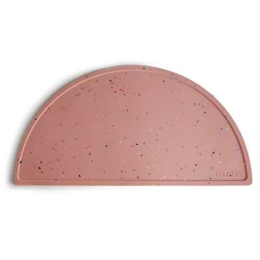 Mushie Silicone Dinner Plate, Powder Pink Confetti