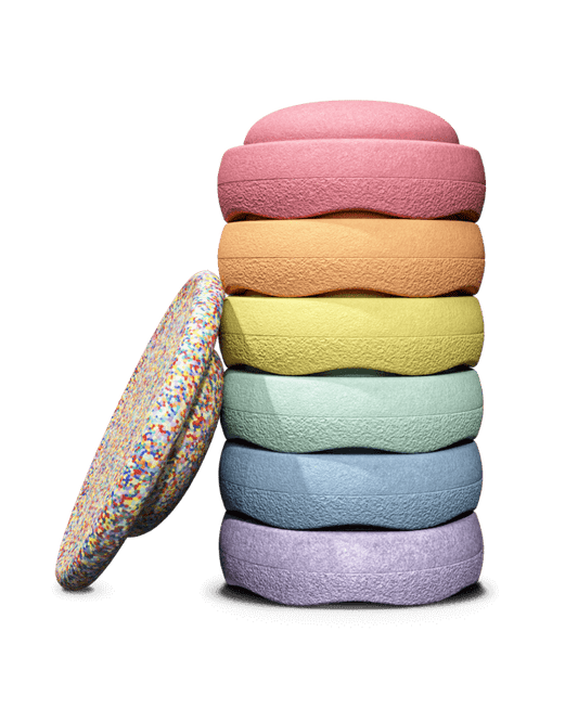 Stapelstein Rainbow 6 kpl Setti + Balance Board Super Confetti Pastel