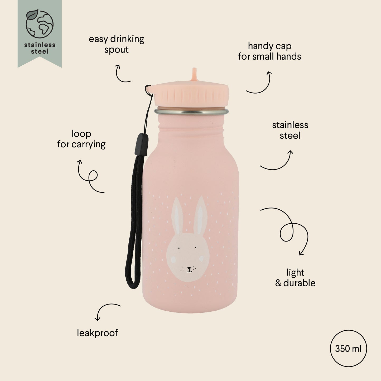 Trixie Baby, Drinking bottle 350 ml, Mrs. Rabbits