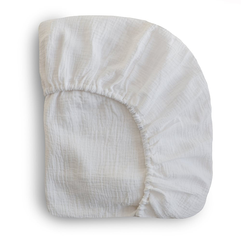 Mushie, Fitted Fitted Sheet size S, White