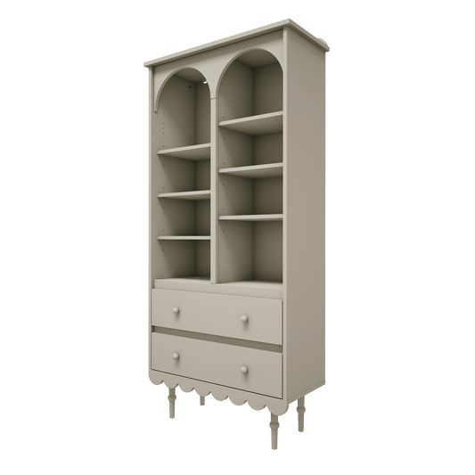 Wood Luck Design, Bookcase Tall, Babushka Olive